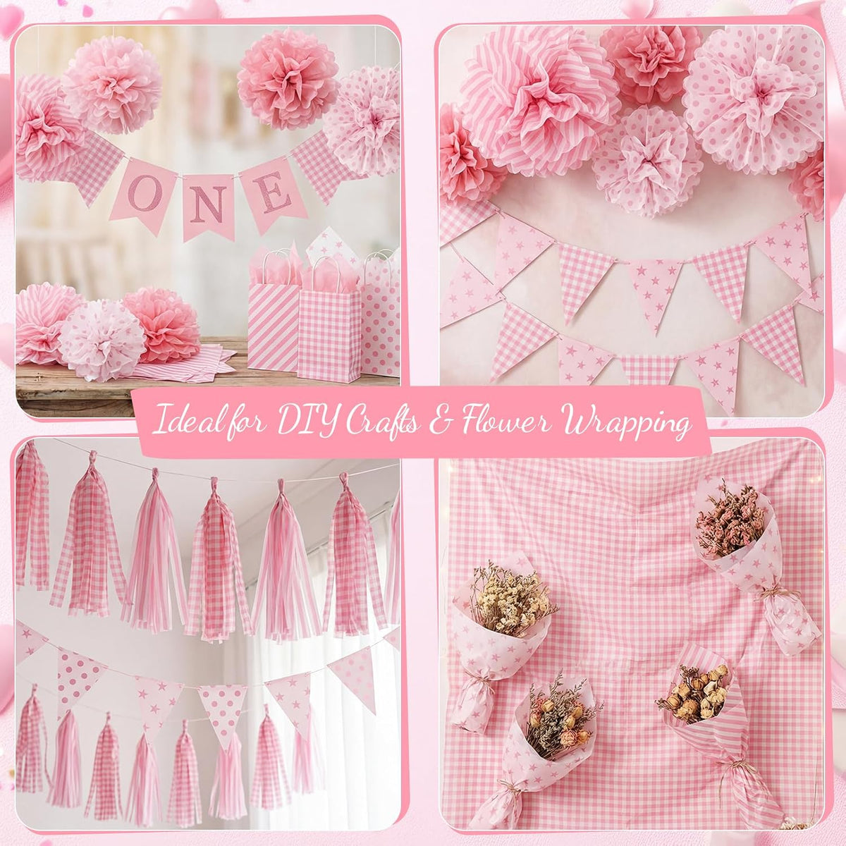 120 Sheets Pink Tissue Paper for Gift Bags 20x14 Inch