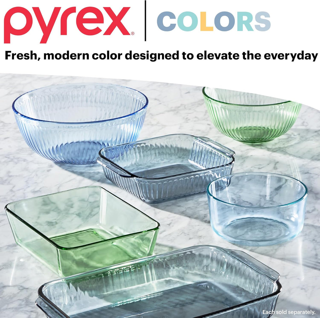 Colors Tinted (3-Pack, Full Set) Sculpted Tinted Glass Mixing Bowls With Plastic Lids, Nesting Space Saving Set of