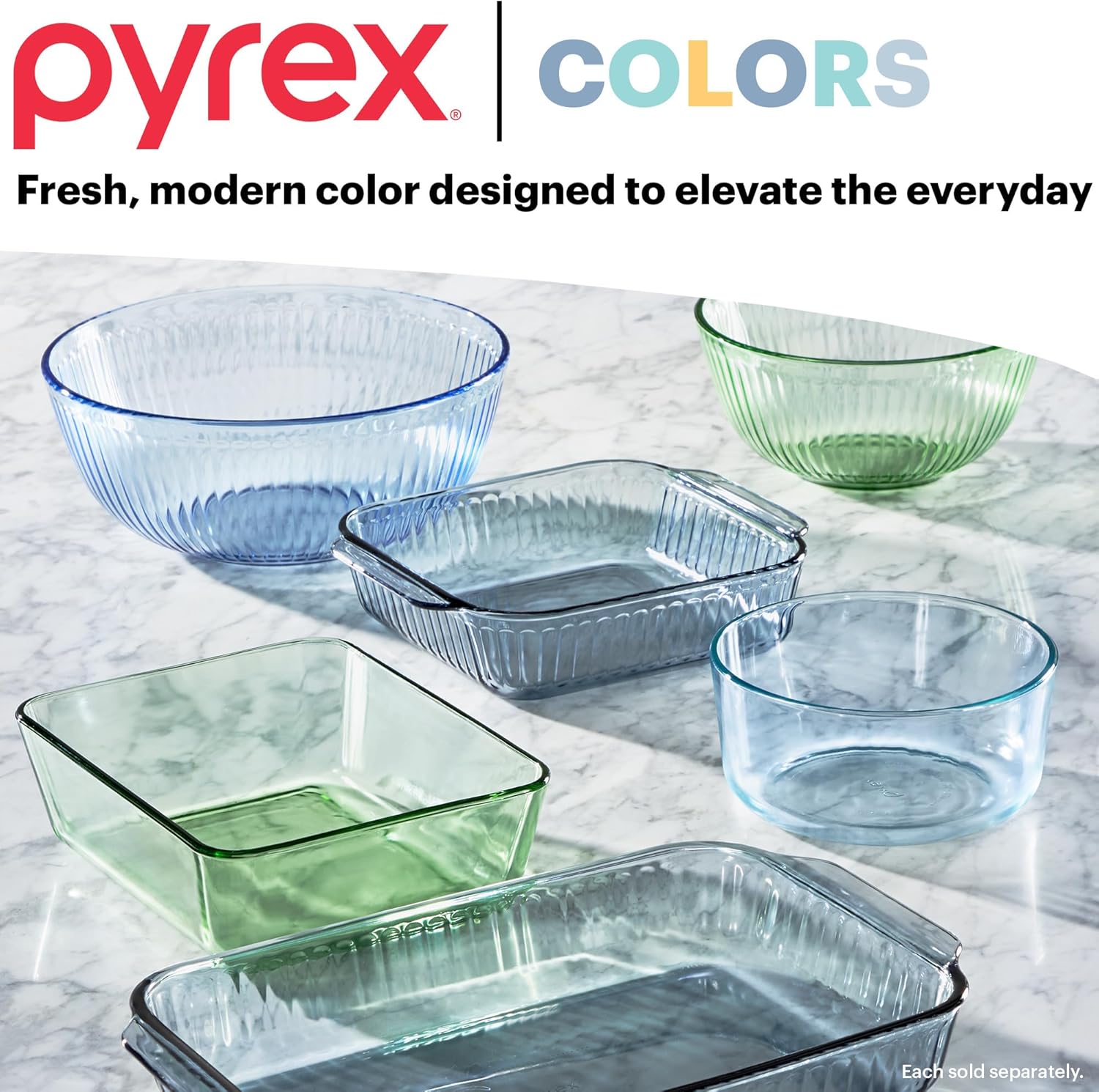 Colors Tinted (3-Pack, Full Set) Sculpted Tinted Glass Mixing Bowls With Plastic Lids, Nesting Space Saving Set of