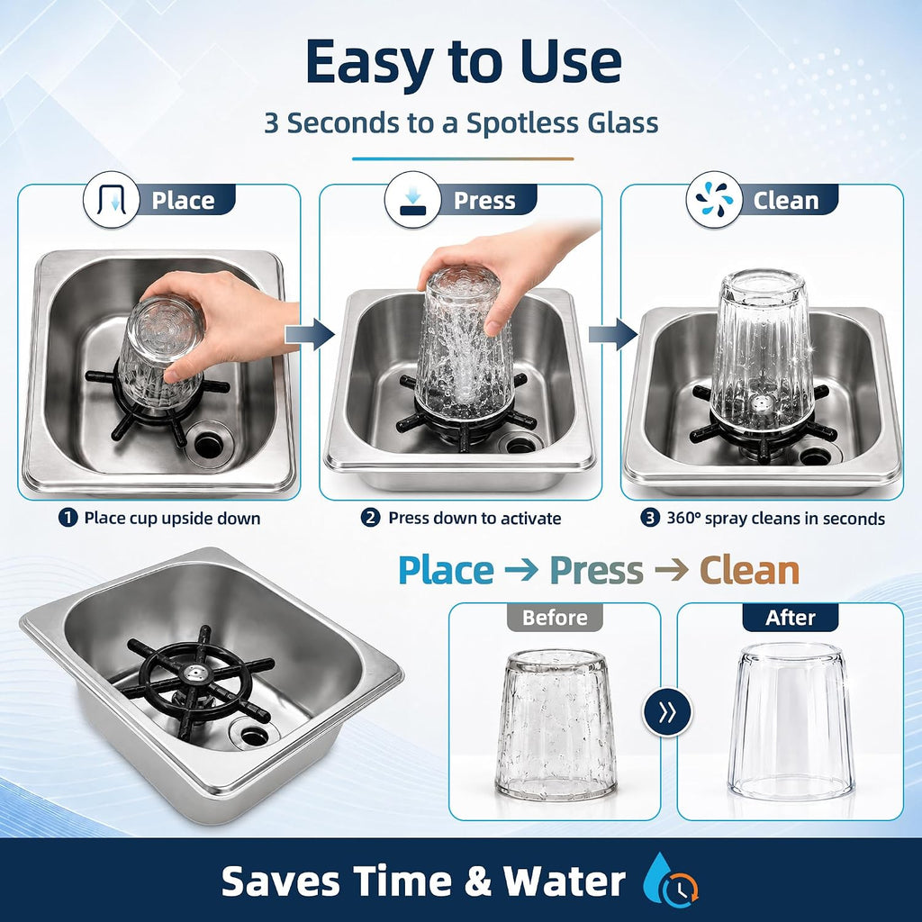 Pitcher Rinser & Glass Rinser for Kitchen Sink, 6.3" x 6.7" x 2.7"