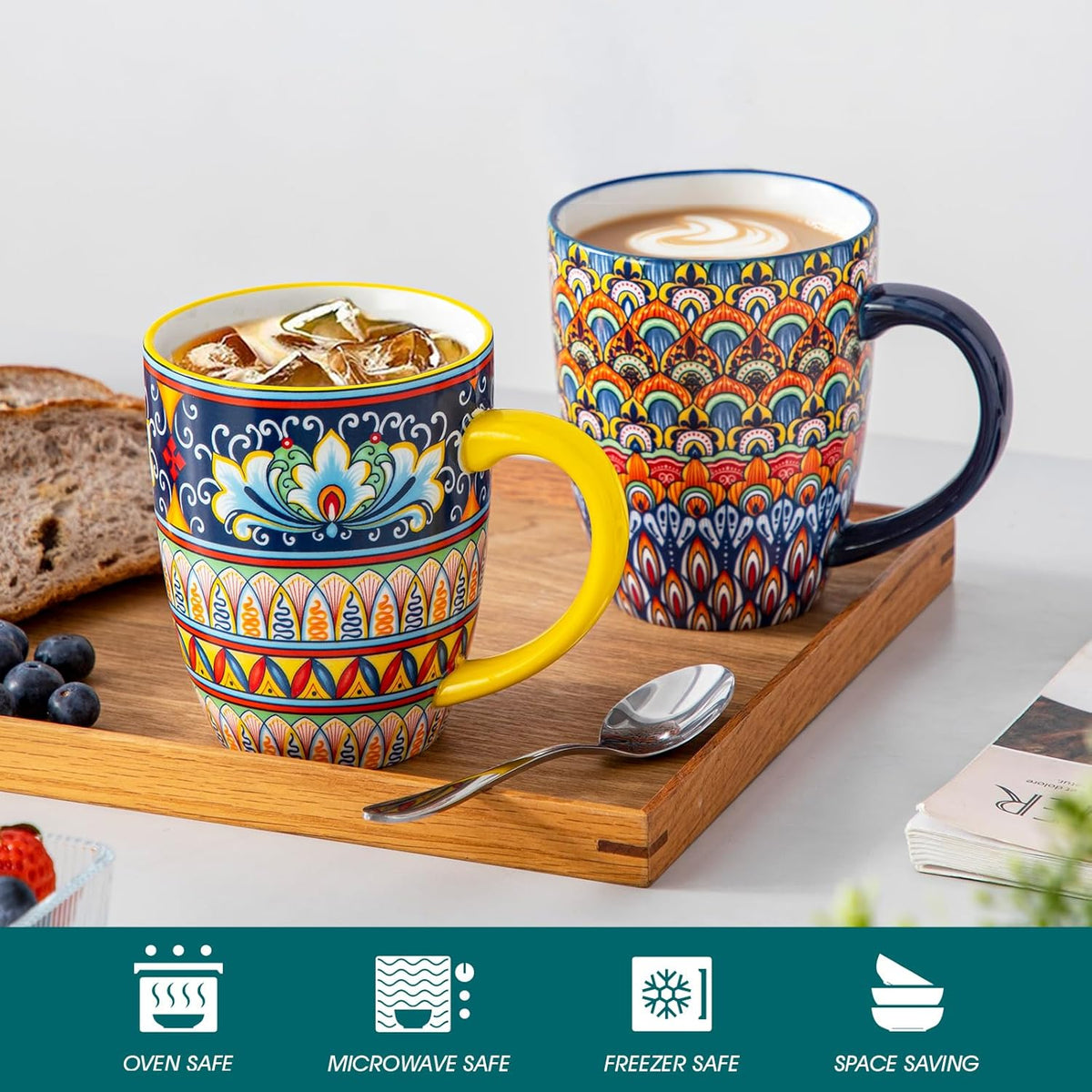 SIMI 16 oz Large Coffee Mugs Set of 6, Ceramic Cups with Handle