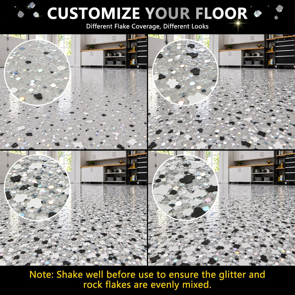 2 lb Sparkle Epoxy Floor Flakes, 6-8 mm Blend Color Chip with Glitter