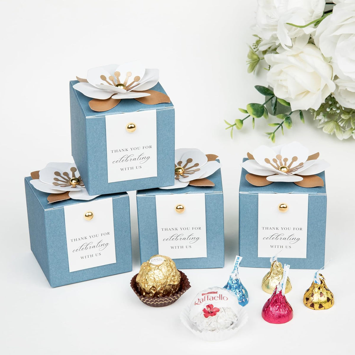 20 PCS Favor Boxes, Dusty Blue Candy Boxes 2.55x2.55x2.55