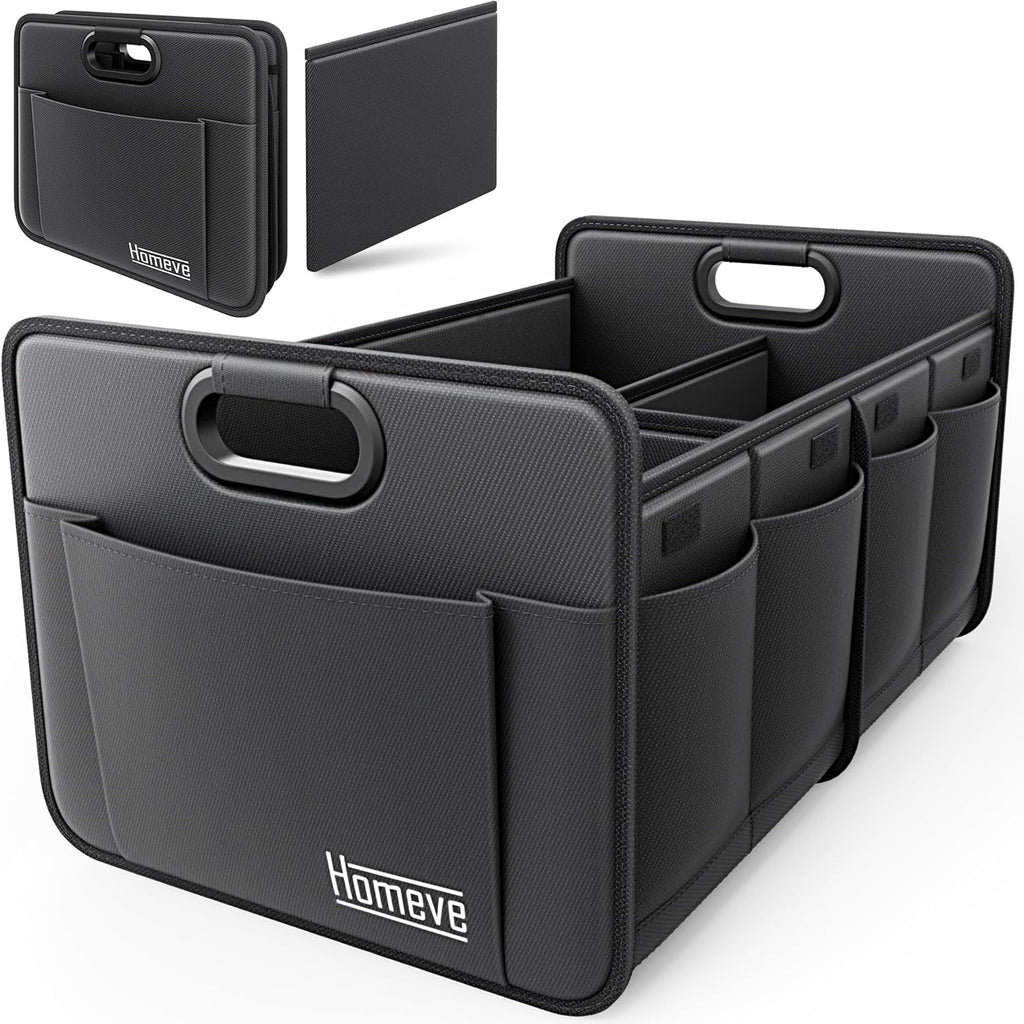 Car Trunk Organizer for SUV, 18.5Gal Large Capacity No-Sag Heavy Duty, Foldable Waterproof Anti-Slip Storage with 12