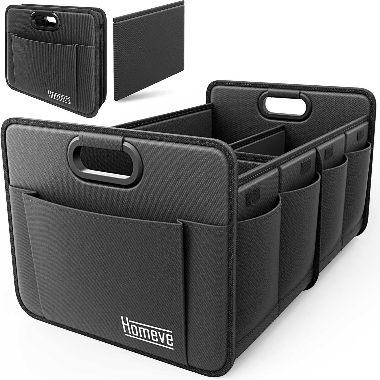 Car Trunk Organizer for SUV, 18.5Gal Large Capacity No-Sag Heavy Duty, Foldable Waterproof Anti-Slip Storage with 12