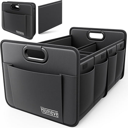 Car Trunk Organizer for SUV, 18.5Gal Large Capacity No-Sag Heavy Duty, Foldable Waterproof Anti-Slip Storage with 12