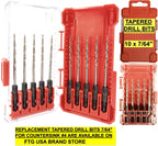 FTG USA 3 Pc #4 (7/64") Countersink Drill Bit Set with Tapered Drill Bits