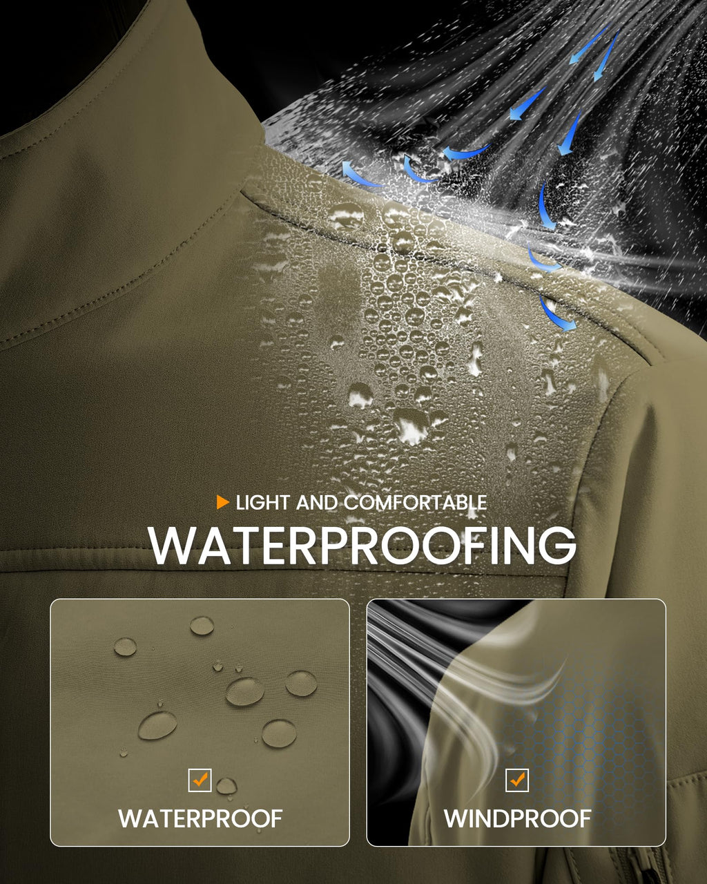 Men's Lightweight Softshell Jacket Fleece Lined Windbreaker Outdoor
