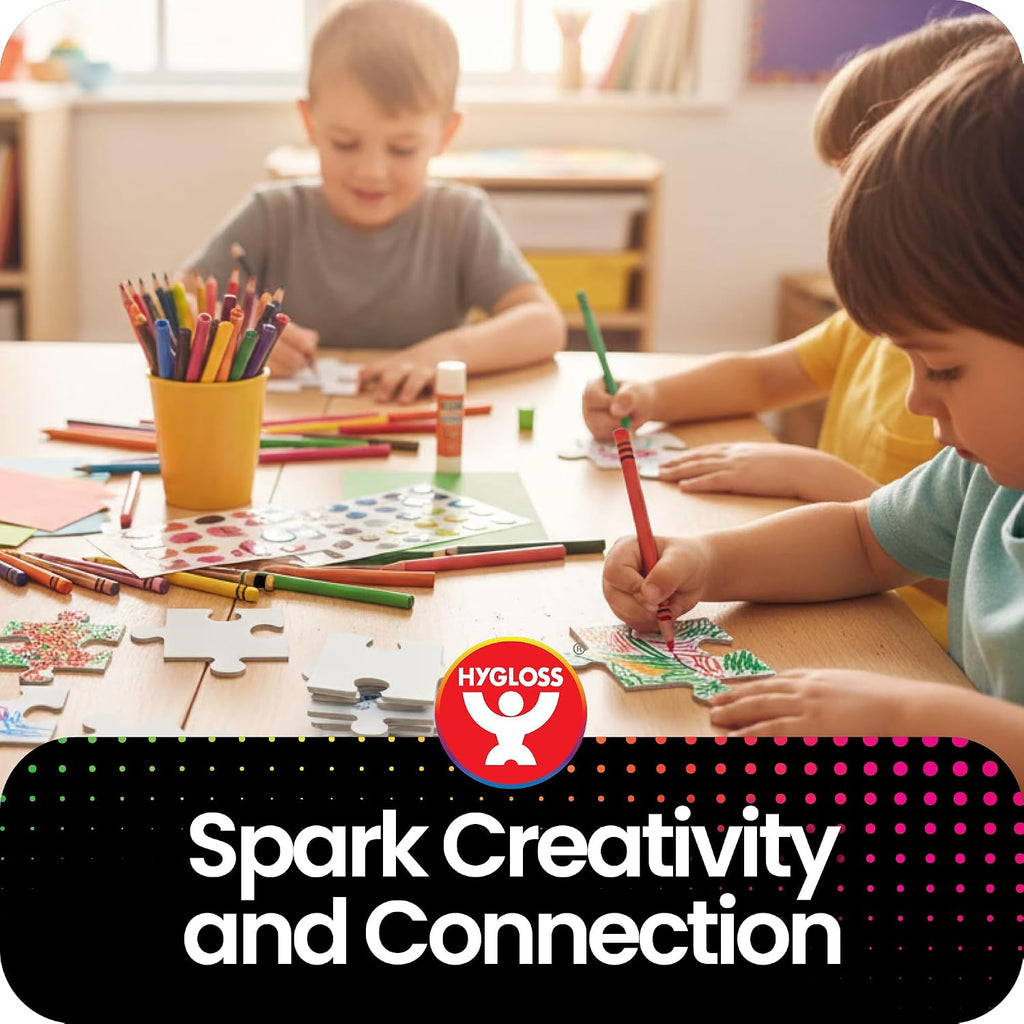 Junior Community Puzzle – Award-Winning Design – 16 Piece Blank Puzzle to Write and Draw On – Universal Interlocking