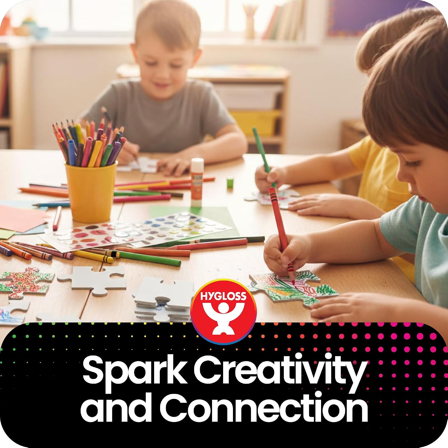 Junior Community Puzzle – Award-Winning Design – 16 Piece Blank Puzzle to Write and Draw On – Universal Interlocking