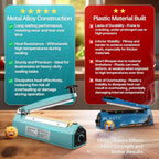 Impulse Sealer for Plastic Bags, 8 Inch, 300W, Adjustable Timer