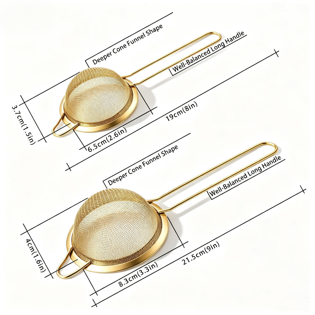 2 Pack Fine Mesh Strainers, Stainless Steel Sieve with Handle for Kitchen