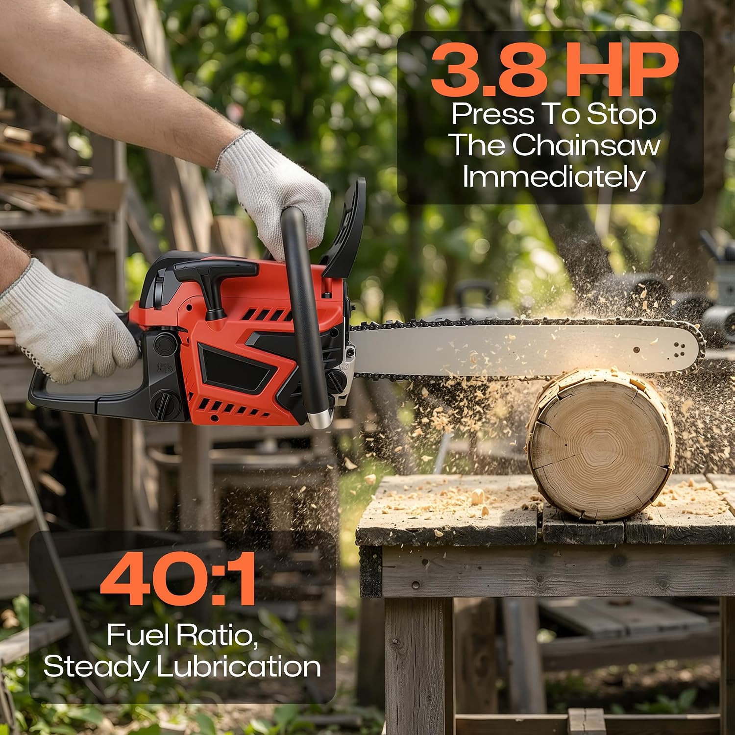 62CC 2-Stroke 20 Inch Top Handle Gas Chainsaw, Top Handle Gas Powered Chainsaw Petrol Handheld Cordless Chain Saw for