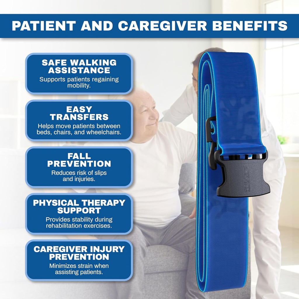 Skil-Care BioShield Gait Belt, Blue, 72"L, Liquid-Proof, Delrin Buckle
