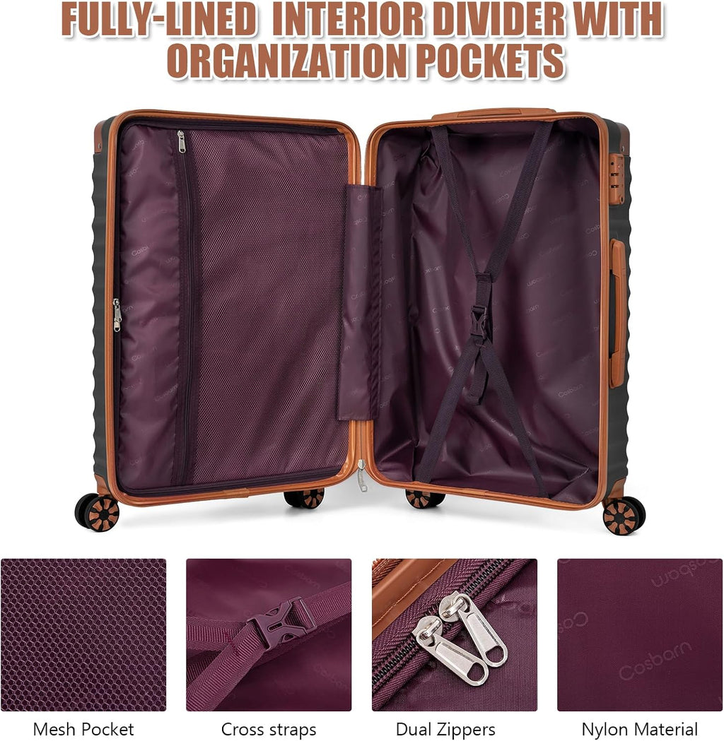 Luggage Sets 5 Piece with TSA Lock Spinner Wheels, Unisex Hard Case ABS Suitcase Set, Hardshell Lightweight