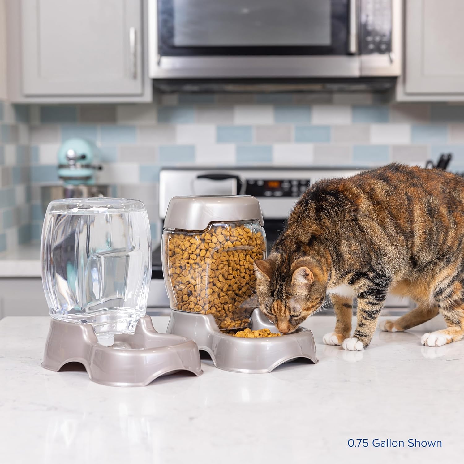 Pet Cafe Cat and Dog Water Dispenser Extra Small Water Bowl for Kittens and Puppies, USA Made, 0.25 GAL, 7.3"H, Pearl