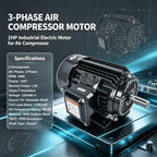Electric Air Compressor Motor 2HP 3 Phase 1800RPM 230/460Volt 145T Frame