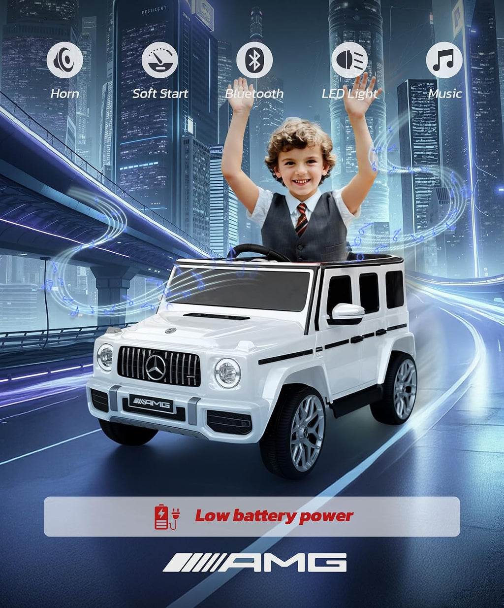 Licensed Mercedes-Benz AMG G63 Ride on Toys,Electric Car for Kids W/Parents Control,Electric Powered G Wagon Ride On