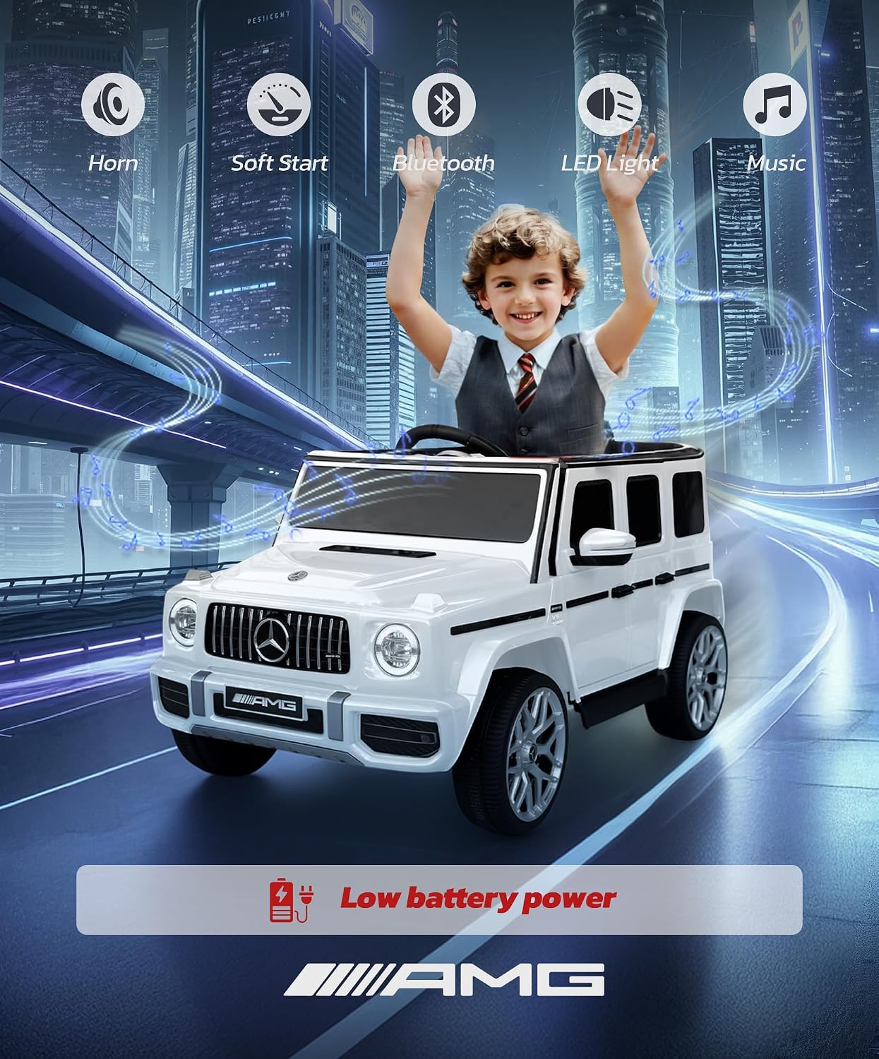 Licensed Mercedes-Benz AMG G63 Ride on Toys,Electric Car for Kids W/Parents Control,Electric Powered G Wagon Ride On