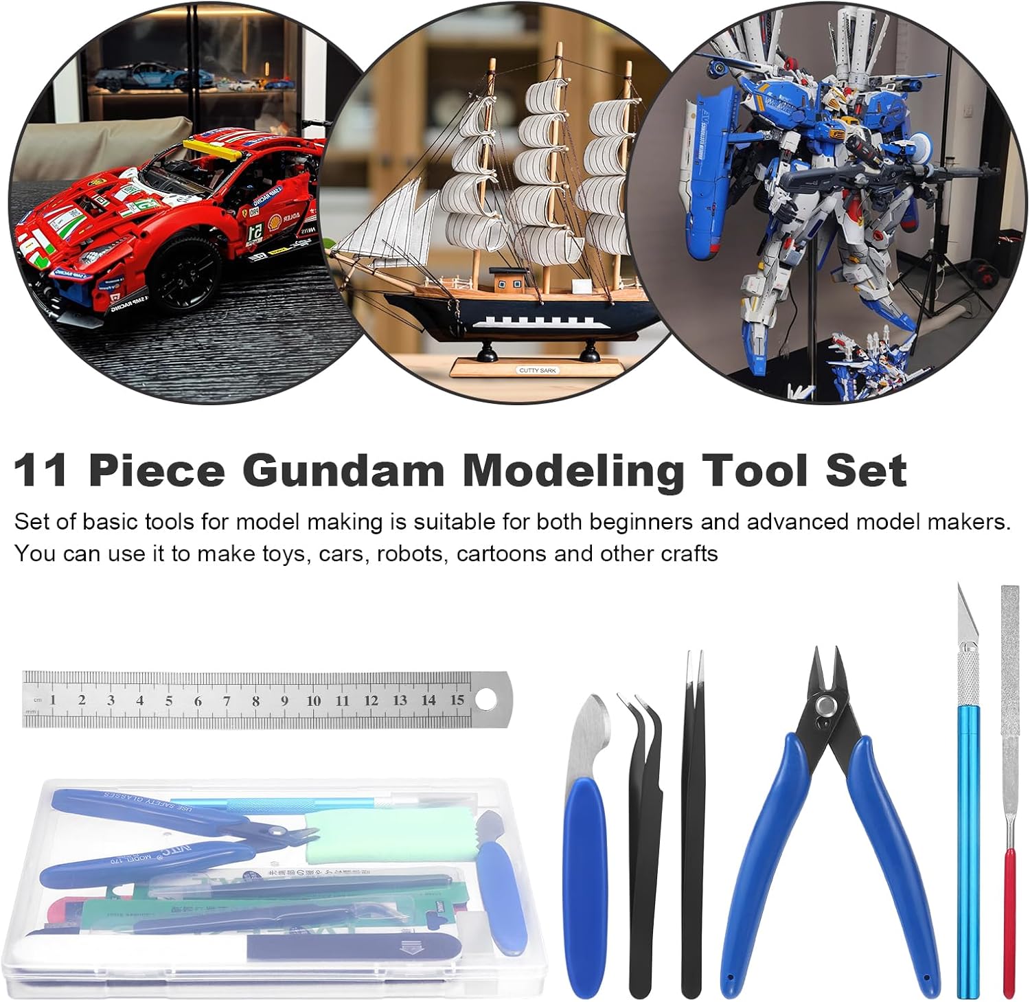 11PCS Model Kit Tools, Gundam Model Tool Kit, Hobby Building Tools Kit for Gundam Basic Model Assembling, Building