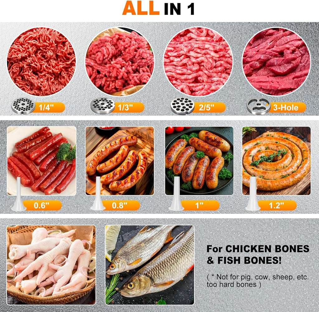 Electric Meat Grinder Commercial Bone Mincer Heavy Duty 1.3HP 950W
