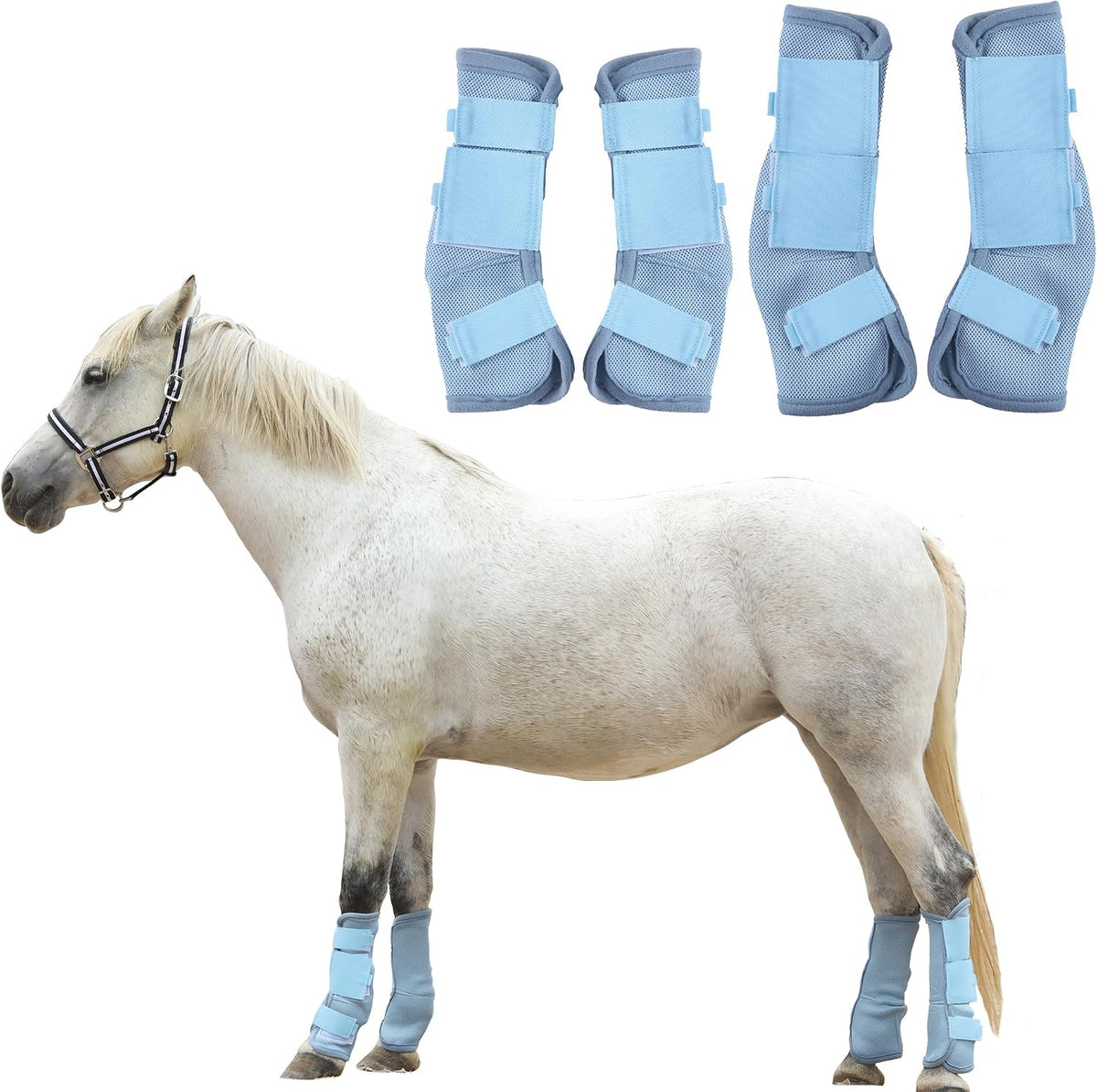 Horse Fly Boots, Mesh Fly Boots for Horse Set of 4, Equine Leg Protection