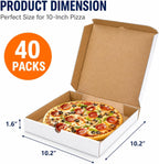 40 Pack Pizza Box 10"×10", White Pizza Box, Grease-Resistant Corrugated Pizza Boxes, Take Out Food Containers Packing