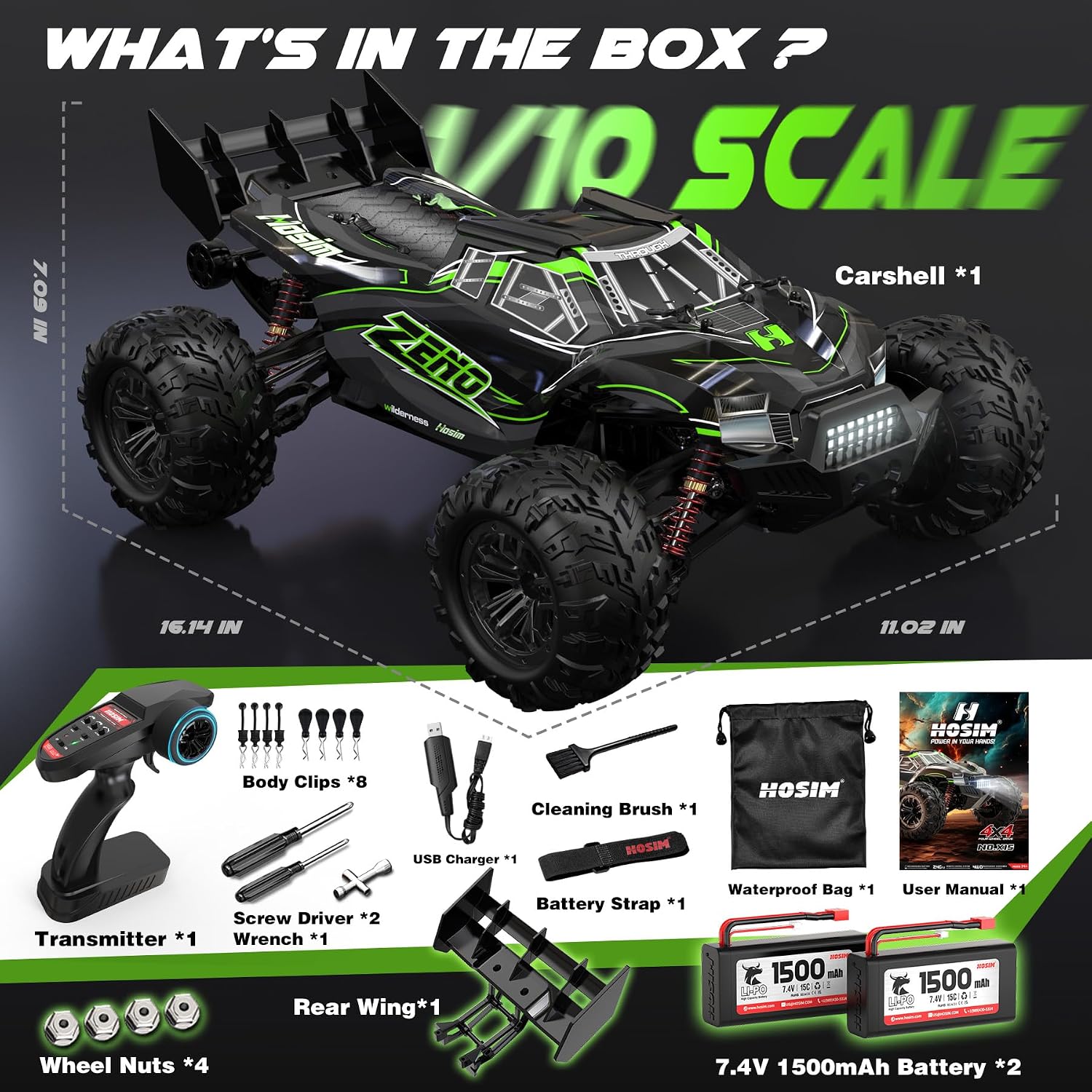 1/10 Brushless RC Cars for Adults & Boys 60+ KPH, Fast RC Truck | 4x4 Off-Road All-Terrain Big Remote Control Car