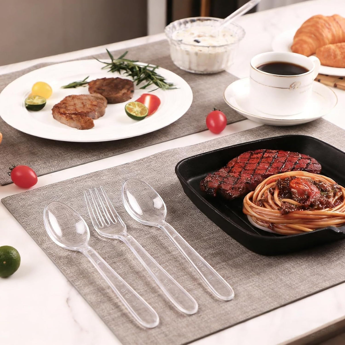 1000 Count Extra Heavy Duty Clear Plastic Forks and Spoons