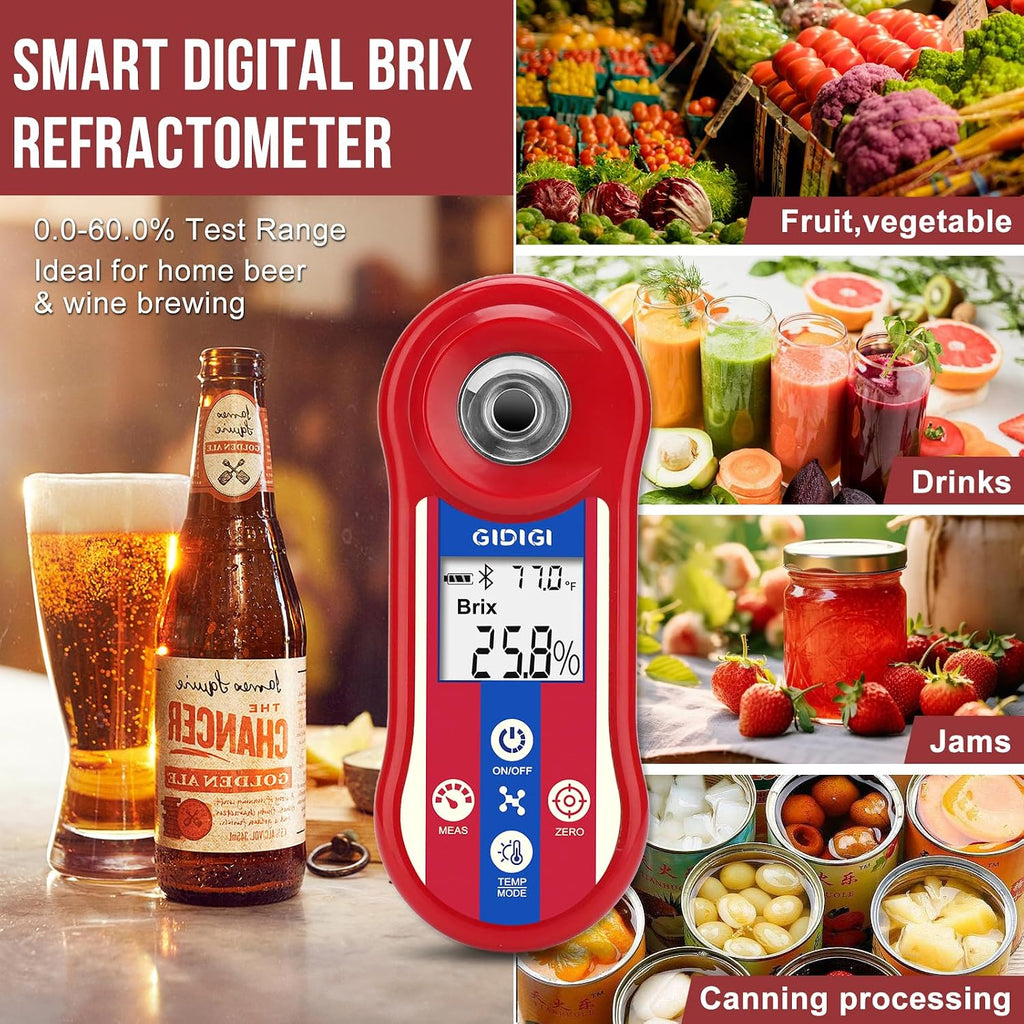 Digital Brix & Salinity Refractometer, Smart Sugar Test 0.0-60%