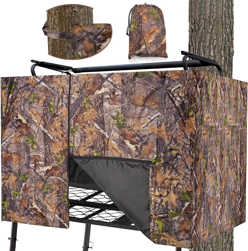 Hunting Tree Stand Blind Cover - 110"x40" Big 2-3 Person Treestand Camo Blind Cover, Universal Camouflage Ground