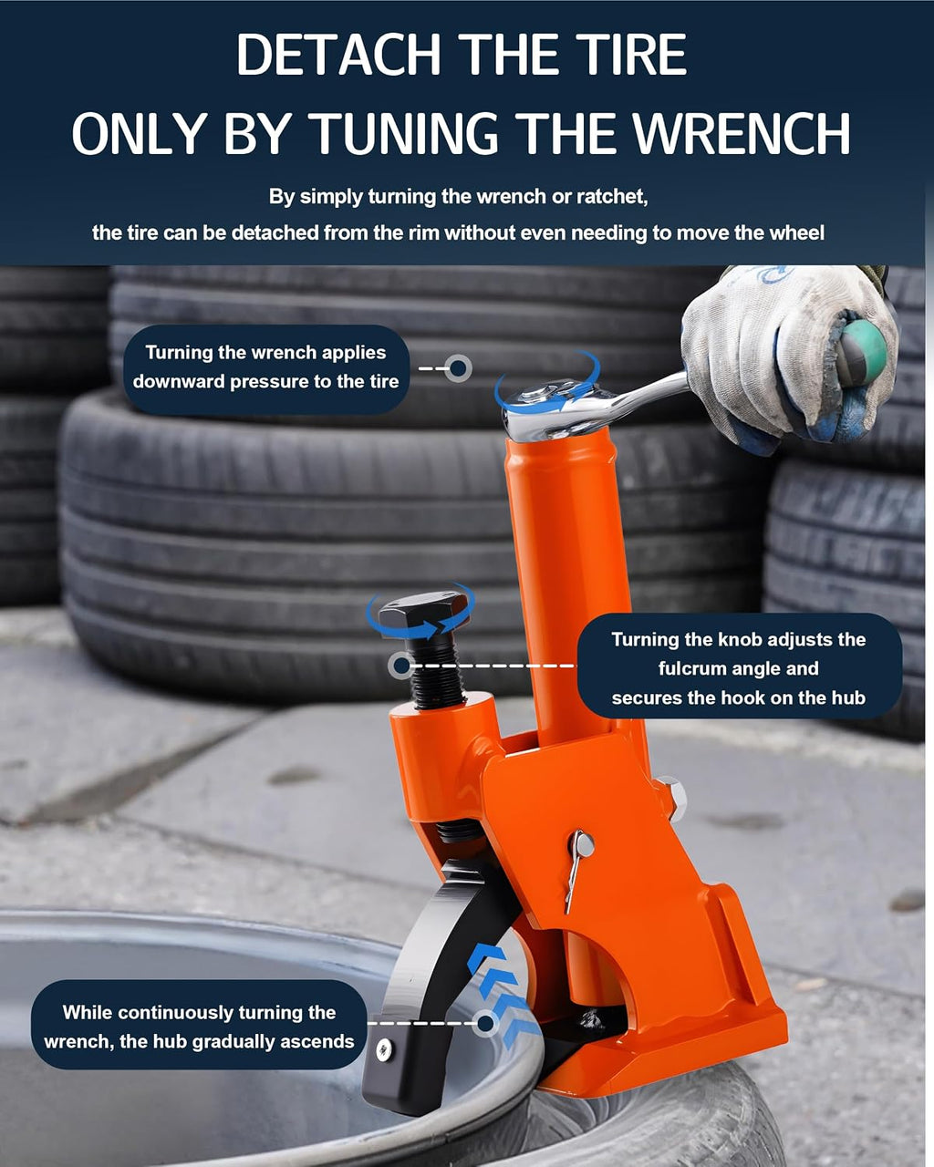 Manual Tire Bead Breaker, 38"-42" Tires Changer Tool with Rubber Pad, Protect Aluminum Alloy Hubs, Easy-Operated Tire