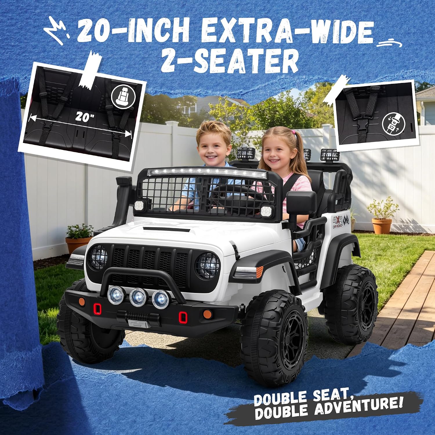 24V 2-Seater Kids Ride On Truck Car with Remote Control, Electric Off-Road with LED Lights, Spring Suspension