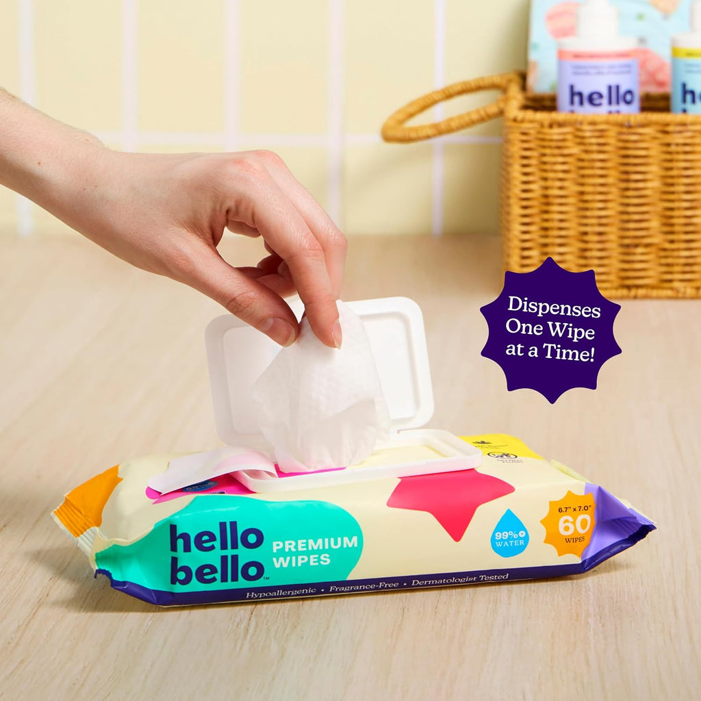 Premium Fragrance-Free Baby Wipes, with Chamomile & Aloe Extracts for Sensitive Skin - 12 Resealable Packs = 720
