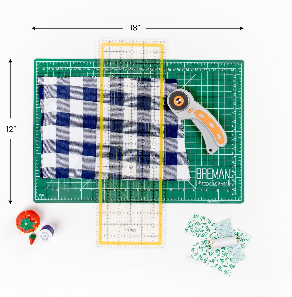 WA Portman 12x18 Fabric Cutting Mat, Quilting Rotary Cutter, Acrylic Ruler | Sewing Kit includes 12x18 Fabric Cutter