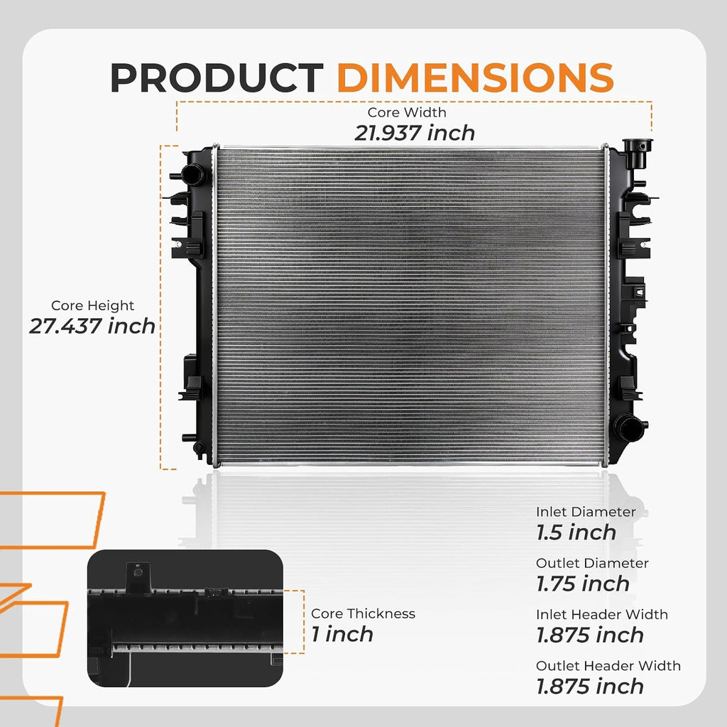 Autoexact Auto Radiator for 2011-2021 Ram 1500/ for 2009-2010 Dodge Ram 1500 2500 3.7L, 4.7L, 5.7L, Engine Radiator Replacement for Car for 2011-2015 Ram 2500 3500 4000 5.7L