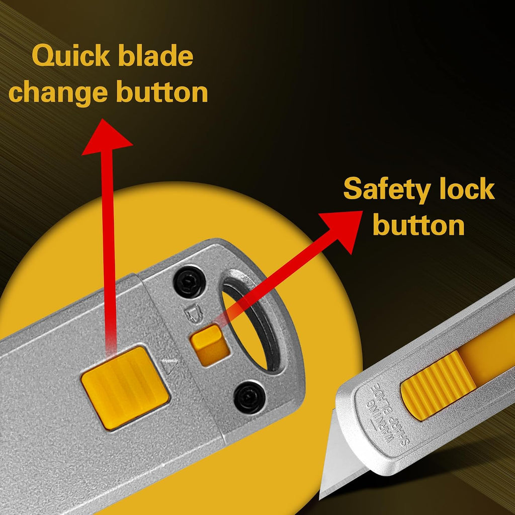 Mini Safety Utility Knife Compact Auto Retractable Box Cutter with Safety Lock, Extra 10 PCS Utility Blades Included