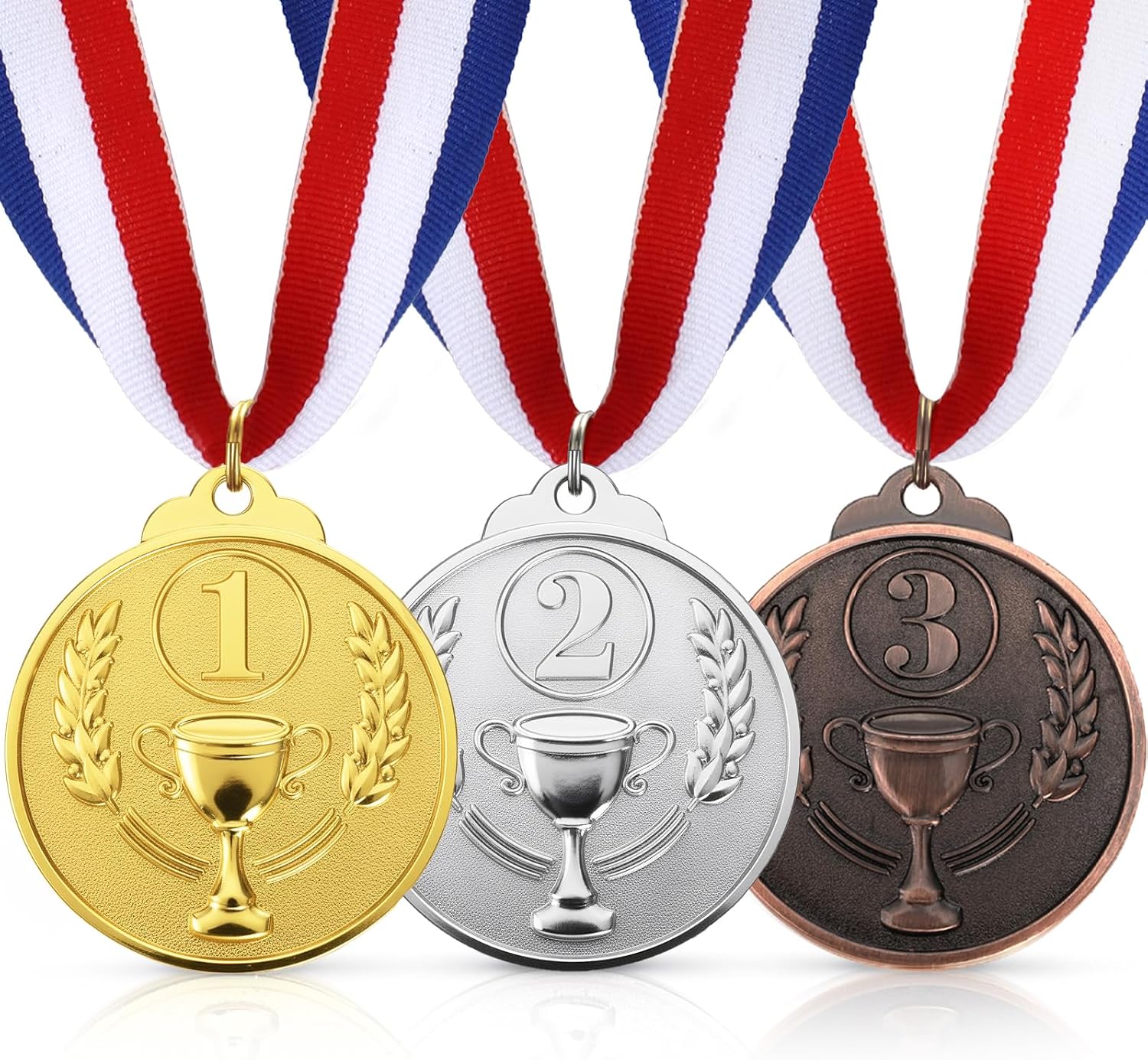 18 Pcs Gold Silver Bronze Award Medals, 1st 2nd 3rd Award Medals Zinc Alloy Winner Medals Gold Silver Bronze Prizes