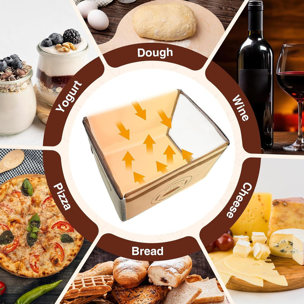 Bread Proofing Box with 68-131℉ Temperature Control & 99H Timer, Foldable Dough Proofer with Metal Rack, Folding