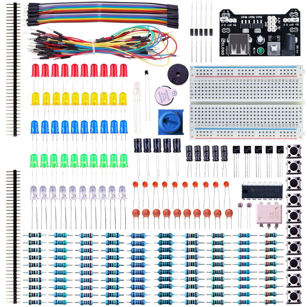 ELEGOO Electronic Fun Kit Bundle with Breadboard, 235 Items for Arduino | Basic Starter Kit for Beginners, Compatible