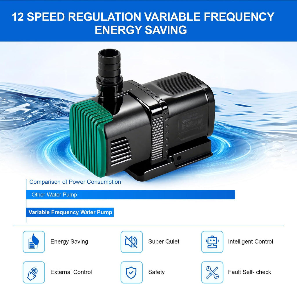 Ultra Quiet 22W 800GPH Aquarium Water Pump Fish Tank Pump