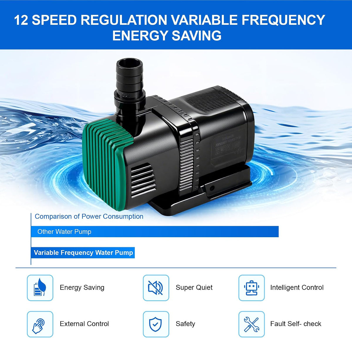 Ultra Quiet 22W 800GPH Aquarium Water Pump Fish Tank Pump