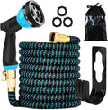 100 ft Expandable Garden Hose - Kink Free Flexible Water Hose with Thumb-Controlled 10-Function Nozzle, 3/4 Solid