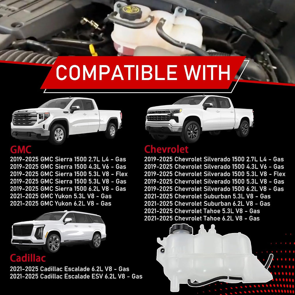 Coolant Reservoir Tank Compatible with 19-25 Chevy GMC Cadillac