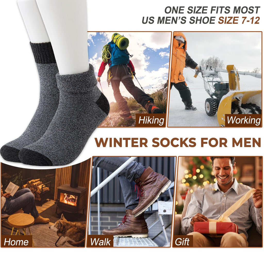 5 Pairs Wool Socks for Men Warm Thick Thermal Winter Boot Socks