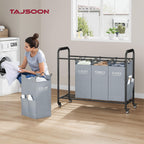 4 Bag Laundry Sorter Cart, Laundry Sorter 4 Sections, Grey