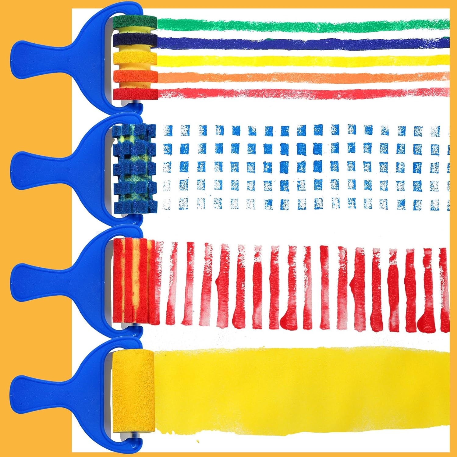 Kids Paint Brushes, 12 Pack Washable Painting Brushes for Toddlers Kids Early Learning Toys Foam Roller Sponge Arts