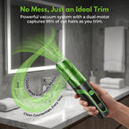 Beard Trimmer for men, Vacuum Mustache Trimmer Electric Shaver, Green