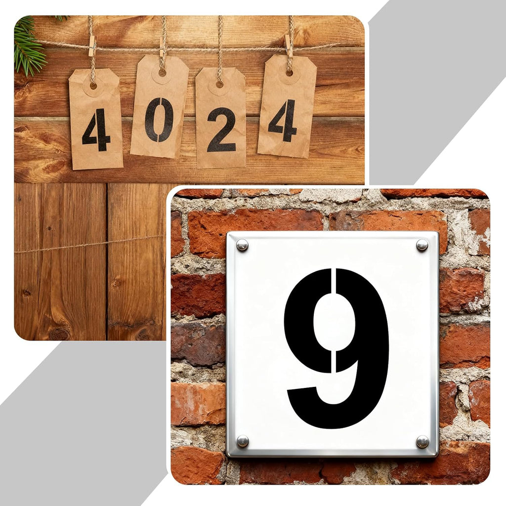 18 Inch Large Number Stencils Set, 0-9 Address Pavement Templates, Large Size Reusable Number Stencil Suitable for