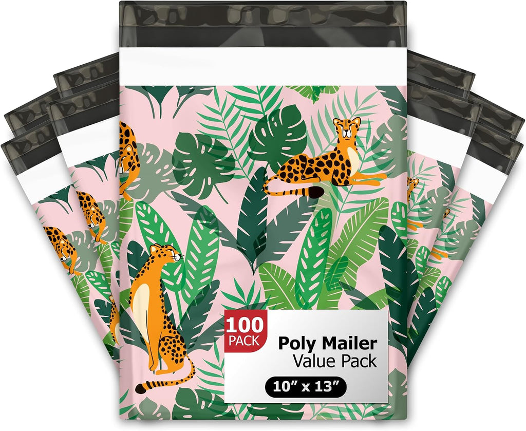 10x13 (100) Cheetahs Designer Poly Mailers Shipping Envelopes Premium Printed Bags